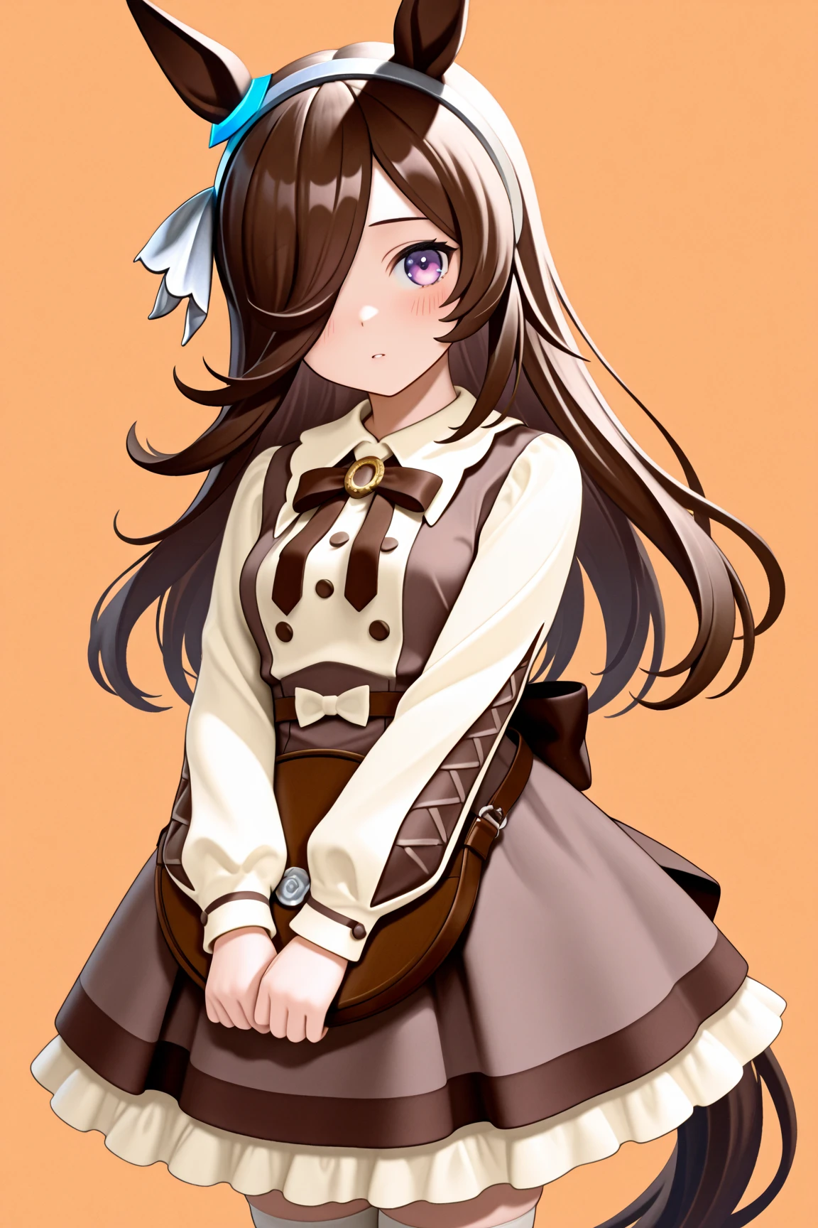 (masterpiece),(best quality),(ultra-detailed),(illustration),detailed candy theme background,(an extremely delicate and beautiful girl),(beautiful face),looking_at_viewer,1 cute black girl with (long curly hair:1.5), dark brown skin, and light brown eyes, (milk chocolate bar theme:1.5), animal ears, animal tail,BREAK, long hair in pigtails,multiple hairbows,ribbons,earring,pendant, candy and sweets all over the background.