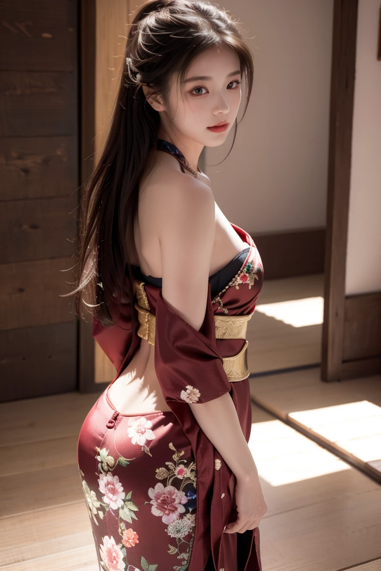 Masterpiece, Superb Body, Extremely Normal Body, Candle Night in the Cave House, Wedding Scene, ((Single Person)) (Point You By Ass) Mature Woman, Chinese Style, (Royal Sister), Chinese Costume Red Wedding Dress, Bun, Black Long Haired Woman, (Embroidered Cloth Shoelack Stockings, Red Lips, Gentleness, Intellectual, Three Belts, Wedding Background, Wan, Red Lantern, Festive Atmosphere, Face Close-up, Face Close-up