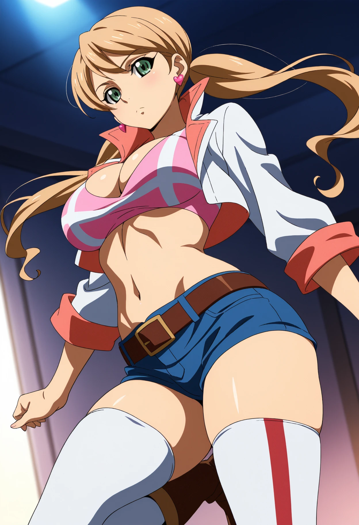 Kumiko Oumae:1.5,cel anime,official art, (from very below,ceiling:1.3),cowboy shot,(day), classroom, (cute cheerleader uniform costume,cute super short miniskirt,sexy white panties,sexy bare thigh:1.2),(upskirt:1.2),panties focus,(standing split legs,legs apart,I-balanced:1.5),brown_hair,light_brown_eyes,short_hair,(rope shibari over the clothes:1.3),(arms behind head),
1 girl, 18yo,Young female,Beautiful Finger,Beautiful long legs,Beautiful body,Beautiful Nose,Beautiful character design, perfect eyes, perfect face,
(frown,shame,embarrassed,anger,troubled eyebrows,crying,opened eyes tightly, closed mouth,clenching teeth,full face blushing,:1.2),(Beautiful,large_Breasts,natural pointy tits:1.1), (beautiful_face:1.5),(narrow_waist),panties,cameltoe, erotic,
NSFW,extremely detailed CG unity 8k wallpaper, perfect lighting,Colorful, Bright_Front_face_Lighting,
(masterpiece:1.0),(best_quality:1.0), ultra high res,4K,ultra-detailed,
photography, 8K, HDR, highres, absurdres:1.2, Kodak portra 400, film grain, blurry background, bokeh:1.2, lens flare, (vibrant_color:1.2),