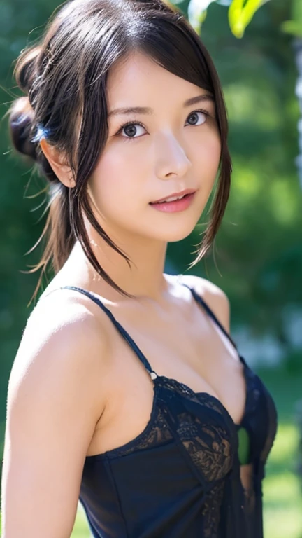 (highest quality,masterpiece:1.3,ultra high resolution),(Super detailed,caustics,8k),(photorealistic:1.4,RAW shooting),1 girl,18-year-old,cute,Japanese,black short bob,(school uniform),(Looking at me with a smile),morning,blue sky,sun,Natural light,school playground,(front shot),face focus,face close up,bust up shot,low position,Low - Angle,Backlight,Lens flare A naked mom with huge tied up with rope