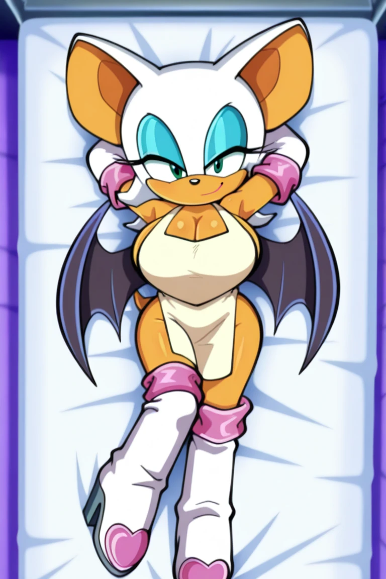 Rouge the bat, sexy bikini, fainted on the floor, sweating a Lot, unconscious, closed eyes
