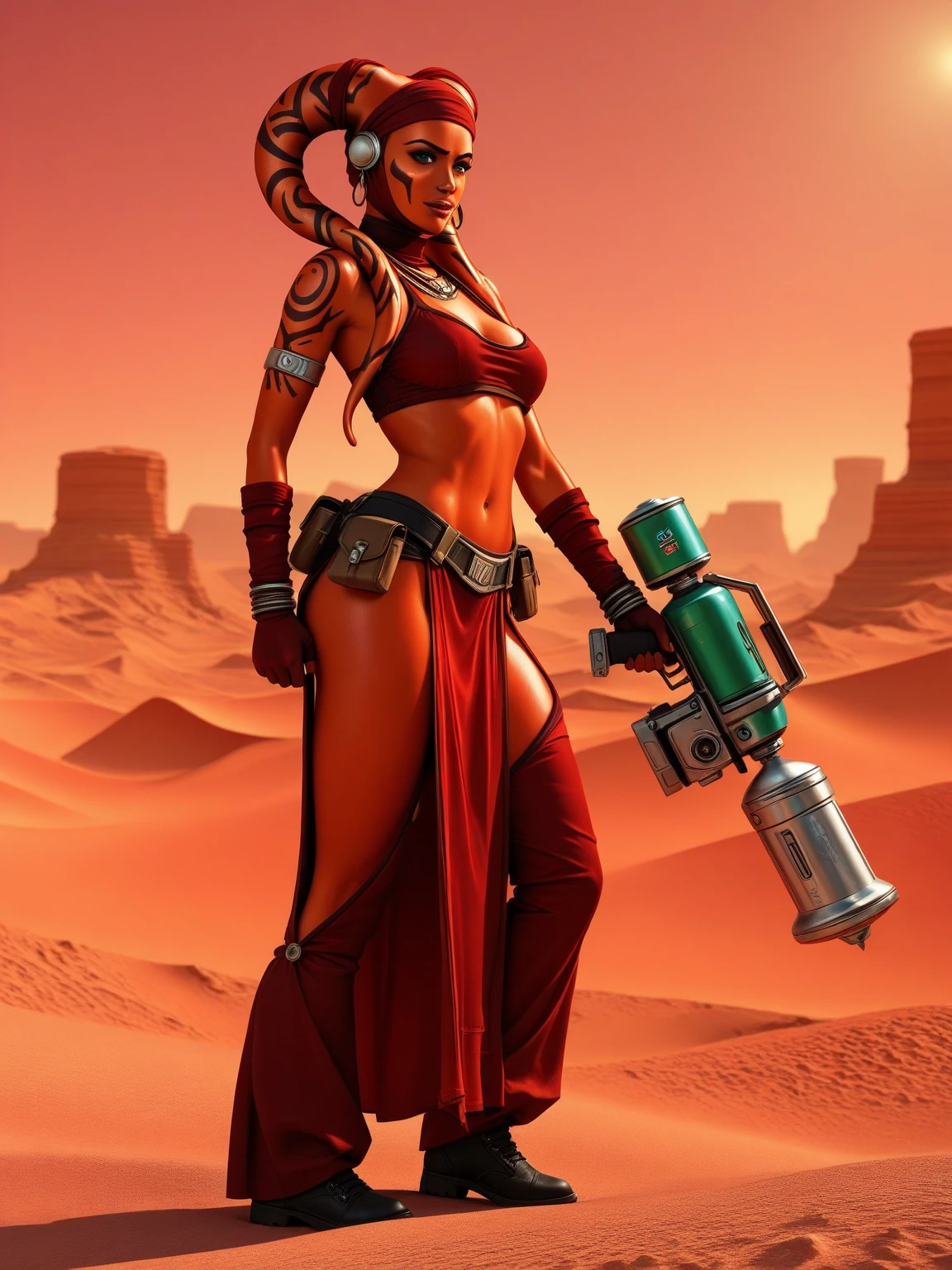 Togruta in metall bikini, loincloth, slutty eyelashes, lipstick