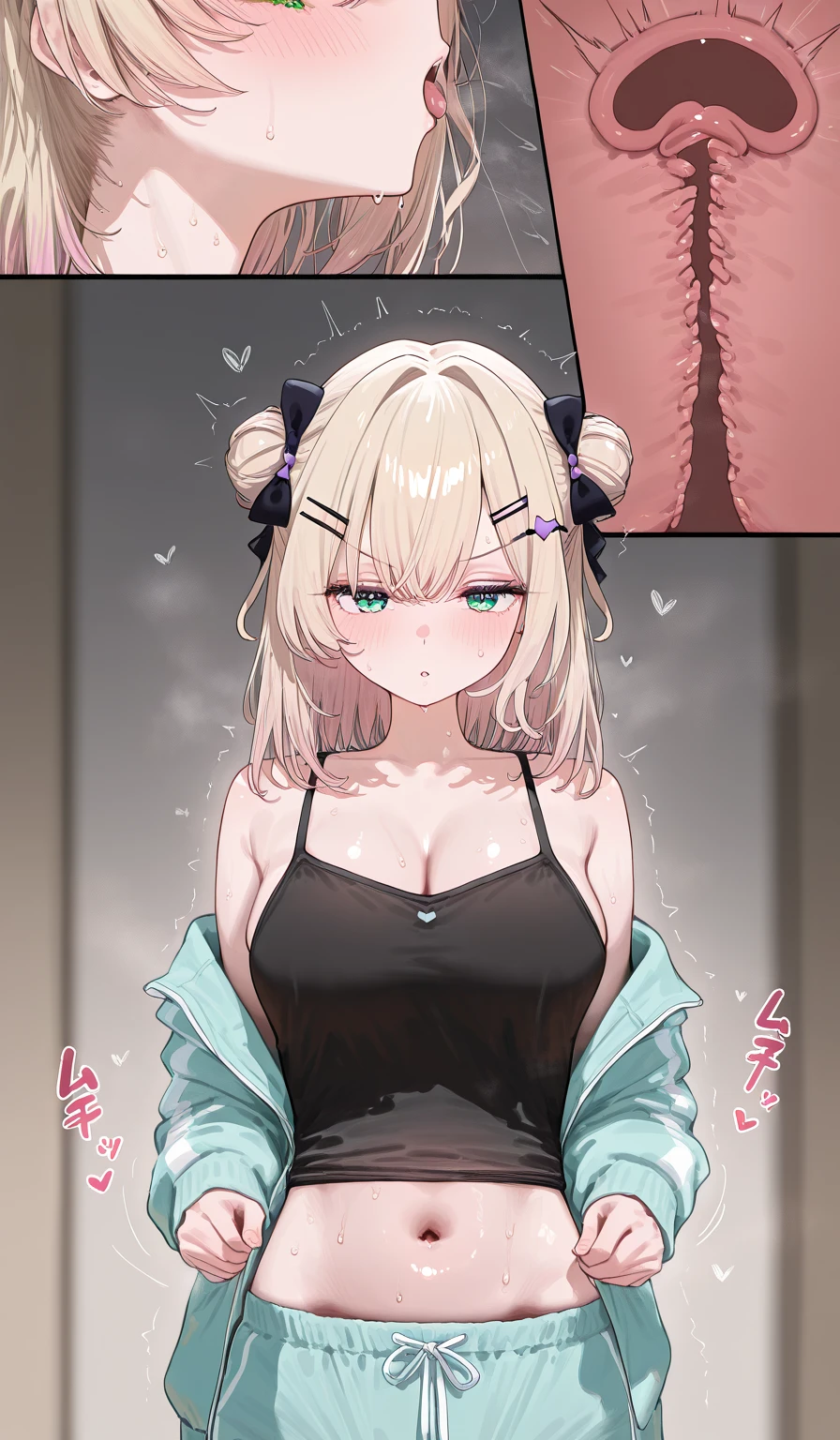 two women in a row、fullnude、bunny-girl、micro bikini、masutepiece、top-quality、realisitic、Hyper-detailing、(Glossy skin、be sweaty:1.4)、absurderes、Looking at the camera、pink-hair、(Pink mesh)、A slender、动态照明、hight resolution、foco nítido、depth of fields、A detailed eye、open mouth、A embarrassed face、Crying、Realistic eyes、(:1.6)、(thick thight:1.0)、in a bustling city street、in the amusement park、There are a lot of people、gargantilha、It's wet、The tattoo、sitting and spreading her legs、attach gargantilha、(The chain is connected to the gargantilha)、Hands tied behind your back、Releasing a  from the mouth、 is coming out of the 、Face back and stick your butt out、cum shots、Vibrator、Spread by hand、semen、anal-sex