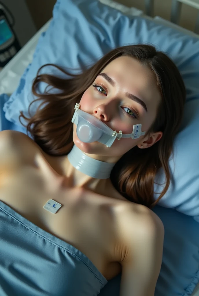(((respirator)))、(((all nude)))、Hairy pubic hair、Legs wide open、(((Taken from directly above)))、(((Photographed in a hospital operating room)))、Eyes closed、(Woman lying on the operating bed)、Spread your legs、 ((Best Quality, 8K, masterpiece :1.3)), Full body、beautiful girl with perfect figure :1.4, Slender Abs :1.1, ((Huge breasts :1.2)),Ultra-detailed face and skin