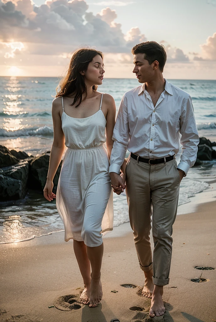 As the camera clicks, The Beautiful Couple – A Stunning, Dark-skinned woman and a handsome white man - strike a pose. They are facing a beautiful landscape, maybe a busy city street or a romantic beach scene. Describe the energy between the two – there's a sense of playfulness?, amor ou talvez os dois?

While smiling at the camera, describe the details of their costume - they are dressed for a special occasion or they are rocking a casual, relaxed look? Holding hands or standing, exalando uma facilidade e intimidade naturais?

When the photo shoot comes to an end, Consider the story behind the couple's love. Como se conheceram? Descreva o momento em que souberam que deveriam estar juntos. What are some of your favorite things to do as a couple, or maybe an inside joke or story that the photo doesn't reveal?

As the photo is captured, You can almost feel his love radiating from the image. What amazing moments you see them sharing together in the future? What other adventures await this magnetic duo?

Neste momento, You see the passion and love that drives this magical union. Um verdadeiro testemunho do poder do amor!
