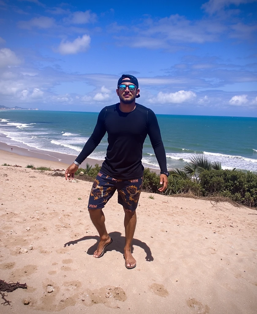 Man in black shirt and green sunga standing in shallow water, caio santos, 3 2 anos, 2 9 anos, 2 7 anos, 2 8 anos, Carmelo Blandino, 2 3 anos, 2 4 anos, david rios ferreira, cerca de 3 5 anos, 3 6 anos, 35 anos, fit, forte, sarado, gostoso, lindo e maravilhoso