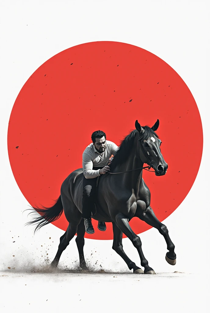 Horse sports logo (photo realistic) Red photo background