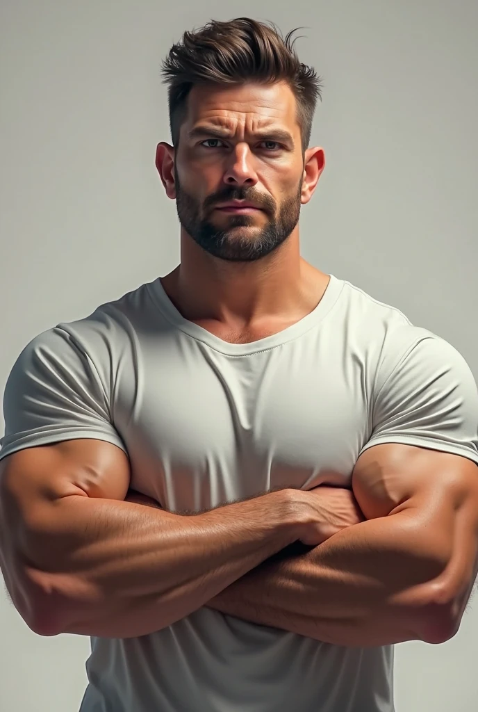 Attractive sexy male doctor with brown hair and mustache wearing  showing abs with stethoscope around his neck and blue medical gloves on