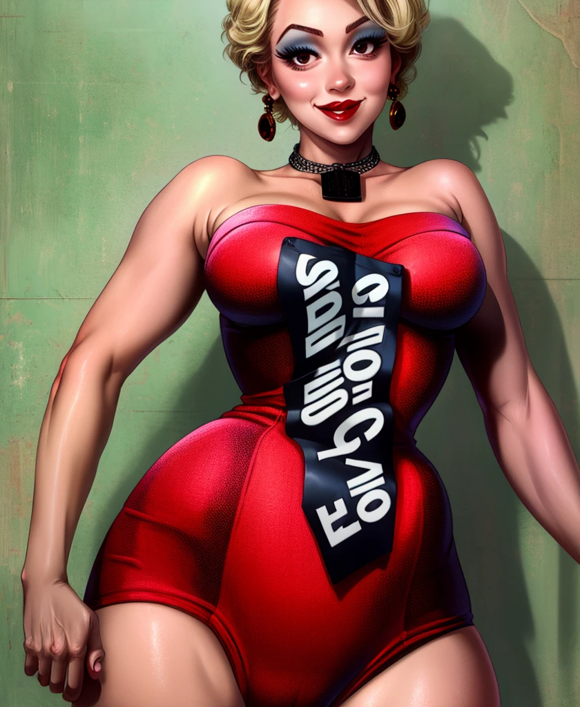((Masterpiece)),(((Best Quality))),((full body view:1.6)) illustartion, (red dress:1.4), Sexy busty bimbo, (Orange hair Stylish Tall:1.4), ((Detailed Face:1.4)), Silver Heels, (swollen lips:1.3), ((Huge Fake Biggest :1.8, cleavage:1.5)), ((Large Round :1.6)), the pose, 8K,16k, ( Background, whitebackground: 1.3)