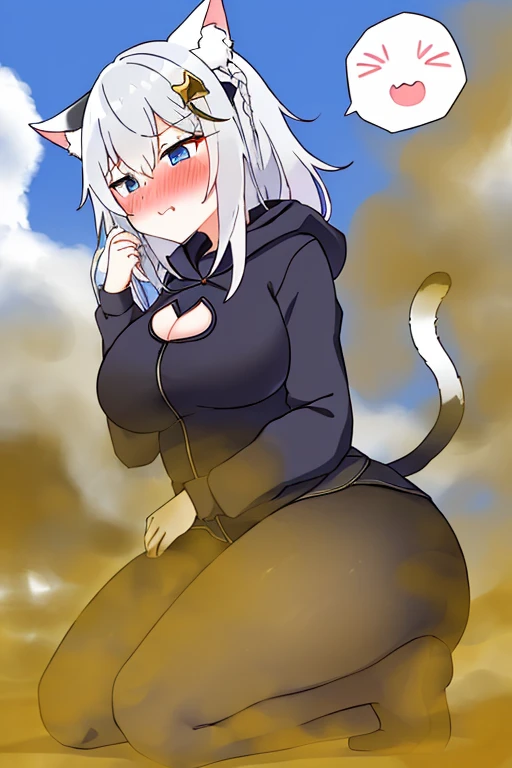 ((Cat's ears))),Yellow smoke,Attacked by farts, Attack with farts,)),((Sticking out the butt)),((),velocity,, (((Yellow smoke is rising ))),((Hip Attack)),((),((Facing this way))),​masterpiece:1.2、top-quality)、(the Extremely Detailed CG Unity 8K Wallpapers、ultra-detailliert、Best Shadows)、(细致背景)、(The best lighting、extremely delicate and beautiful)、depth of fields,((Girl fart)),(),(((((There are two women with cat ears.......................))))),(((Cat-eared woman attacks cat-eared woman&#39;hip attack to the face....))),(((Woman flying high in the sky)),(((woman enduring pain))), lift skirt, upskirt, panties, (white panties)