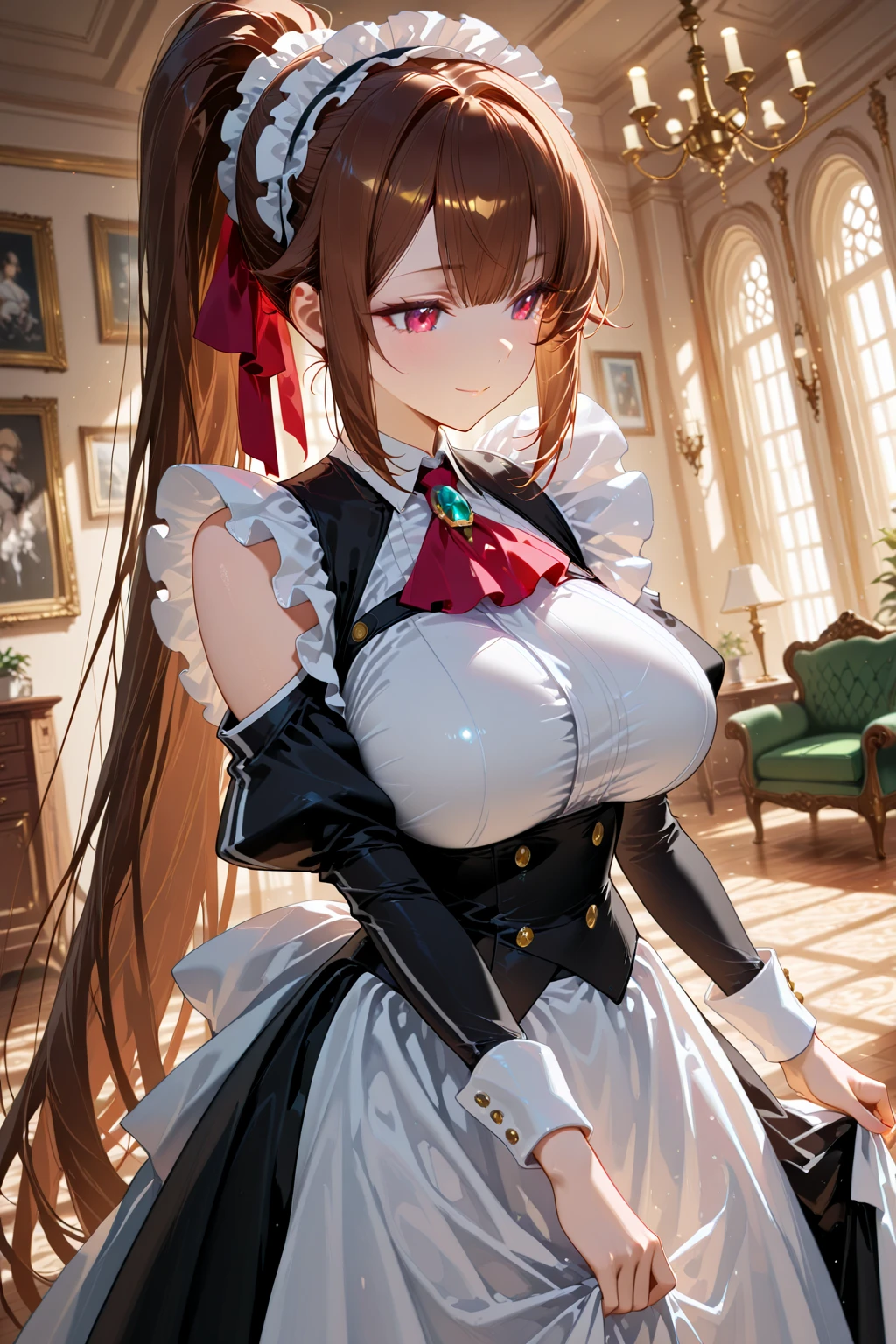 1girl, teen age, Kokawa_Asuka, (maid clothes:1.2), (long_hair, hime cut, huge breast:1.1),
(masterpiece, high quality, best quality, 4k, 8K, 16K, highres, absurdres:1.2),
(mechanical_legs, mechanical_arms, smile:0.9), choker <lora:KokawaAsuka_R&A:0.8>