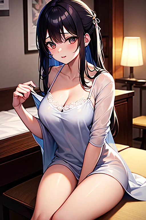 masterpiece, Best quality, 1girl, delicate face, black long hair,Mature and intellectual lady,1boy,nurse suit