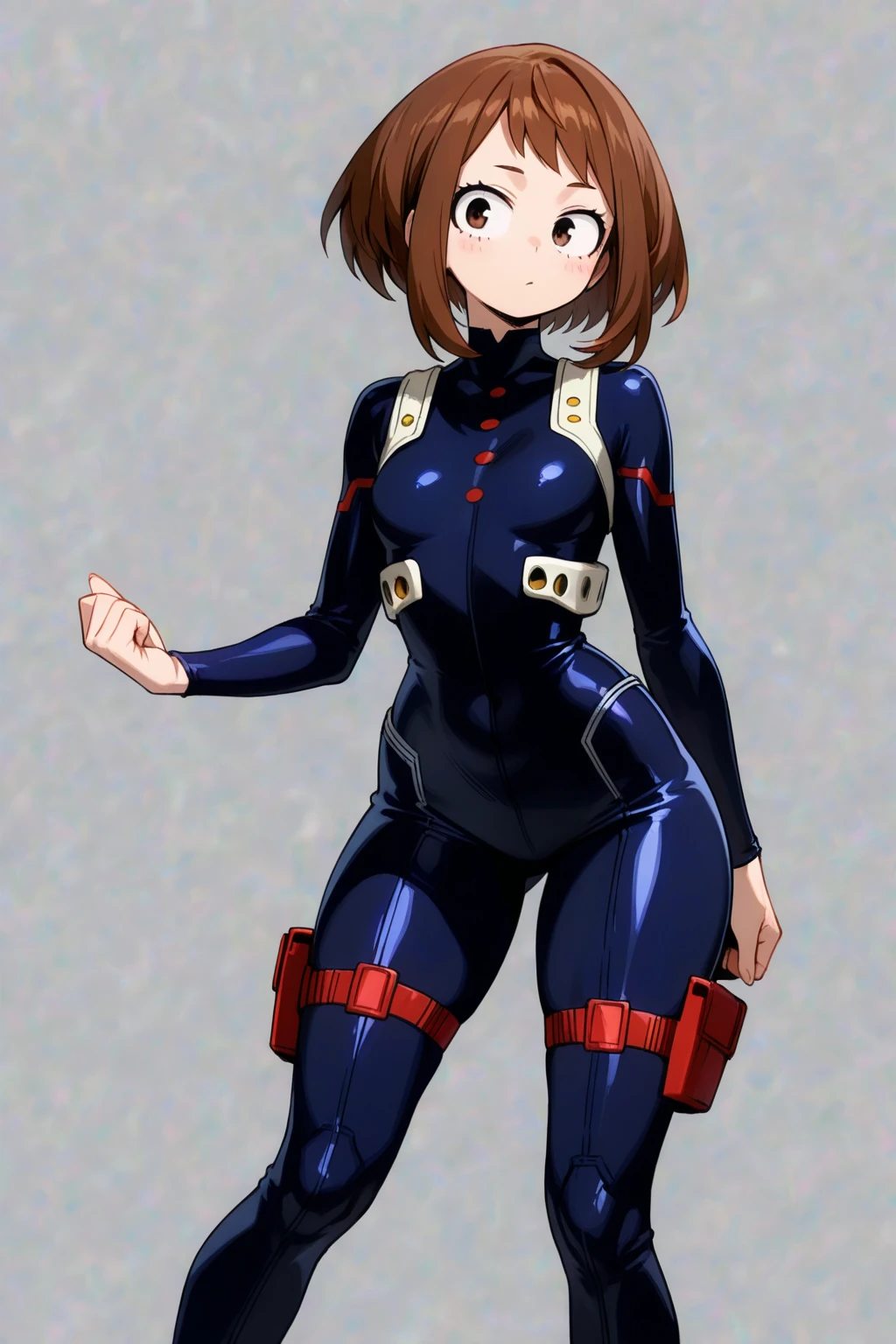 ultra-detailed, Explicit, Beautiful body, Beautiful Nose, Beautiful character design, perfect eyes, perfect face, ultra highres, 4K, beautiful legs, perfect legs, Nice hands, Perfect hand, Masterpiece, Best Quality, Highly detailed, illustration, absurdres, perfect anatomy, street fighter, doll suit, shadaloo doll, dollsuit, expressionless, blank eyes, looking at viewer, red gloves, emotionless, black latex, corrution, mind control, female combatant, full body, hypnotized, unhappy trance, full body suit, ribbed bodysuit, both arms at side, obey, perfect female body, extremely glossy latex, hypnosis, hypnoLora, empty eyes, Mind control device, poses, submissive_pose, Slave, standing straight, standing, standing at attention, hat, necktie, belt, latex, ribbed bodysuit, thighhighs, garter belt, Fighting Stance, extending the right arm from the shoulder into the air with a straightened hand, military, thigh boots, hair ornaments, black hair, short hair, green eyes, (((pixel-perfect, detail-perfect))), solo, 1girl, Kohinata Miku ShenShoujing, Senki Zesshou Symphogear, bangs, ribbon, hair_bow, hair_ribbon, salute, saluting, military saluting