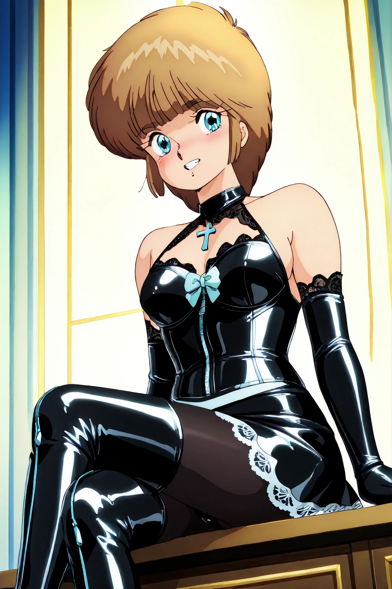 Daytime city、(((primary school student)))、((('s body shape)))、(((low length)))、(((masterpiece))), (8K, expensive_solve), comics, (clear_image),((1 girl, alone)) , Very detailed CG, ((highest quality)), (meitantei conan \(style\), Detective Conan \(style\), meitantei colone, beautiful eyes and detailed face, (((orange hair)))、(((brown eyes)))、((light smile:1.1)), (abs:0.8), ((cowboy shot)),((1 girl, alone)), ((short hair)) 、BDSM、(((black latex corset dress:1.4)))、(((The corset is decorated with beautiful embroidery.)))、(((corset dress with shoulder straps)))、(((black latex tight miniskirt:1.4)))、first round、(((Black Thigh Boots)))、high heel boots、(((Black latex bra)))、(((Black latex panties)))、first round、Black Thigh Boots、high heel boots、1 girl、Expressionless,
Translucent silk clothing, full body shots, shame, nudity, tongue sticking out, orgasm,