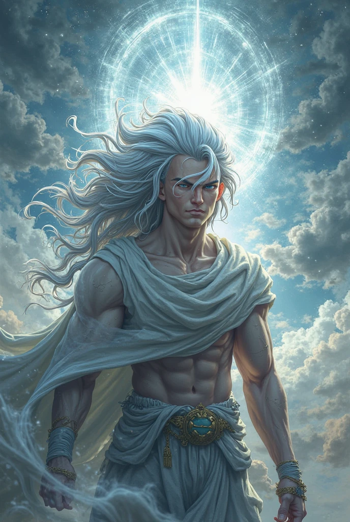 The stonecutter transforms into the sun, shining brightly over the land, yet with a subtle expression of loneliness or emptiness in the rays.