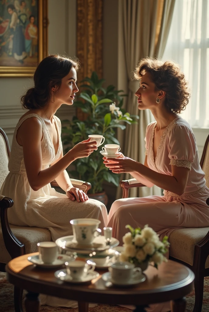 A European and American woman is sitting on a sofa blowing her nose