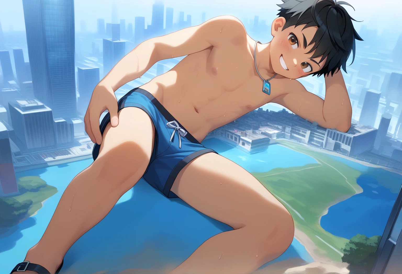 (masterpiece, best quality),1boy,(younge boy,???'s face),a baby face,Side view,Body tilt,Hands drooping down,Delicate big eyes,Keep your eyes open,The ,Big ,,,cum shots,orgasmc,Smooth and delicate skin,(Lewdness),infancy,snowfield,Large ice cubes,Blue-violet aurora,Lewd expression,,infancy,Young age,Blue-white ice cubes,Short round face,Flat chin,Fine face in detail,Briefs,musculous,Short bright orange hair,The eye,复杂,full bodyesbian,nakeness,Teal briefs,Pectoralis abdominal muscles,the night,vivd colour,(depth of fields:1.2),(abs),looking at viewert,A top-down perspective,spread their legs,Arms drooping,snowflower,ice cubes,cold temperature,A top-down perspective