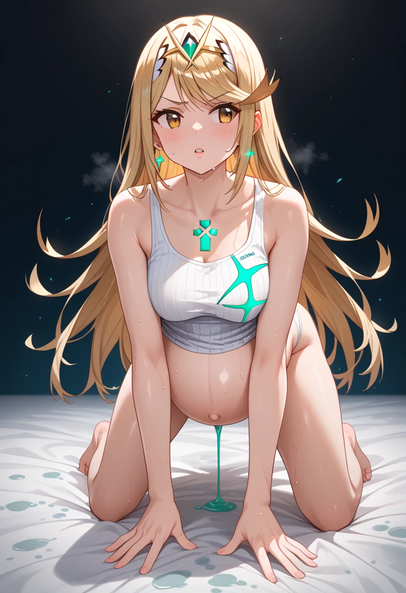 One girl、A little sexy、shiny blonde hair, Bobcut,Curly Hair、Dog ears、Red sparkling eyes、detailed cute eyes,(glowing eyes:1.4),laugh heartily,((Droopy eyes))、posing,skinny body shape,short of a person,open mouth,flushed cheeks,looking at viewer,masterpiece, extremely fine and beautiful,masterpiece,