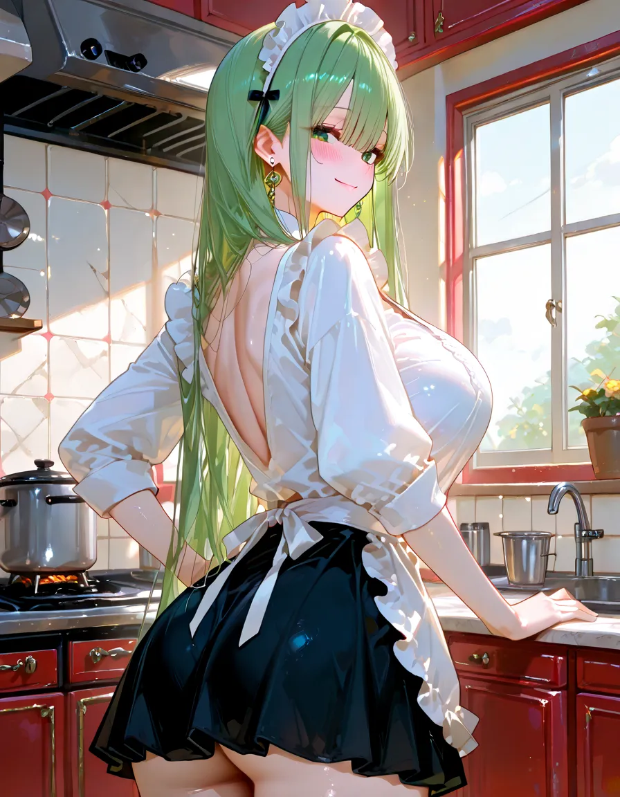 (Girl), (anime), (young), (pretty), (hot), (white), (height 1.72 cm), (long green hair and green eyes), (21 years old), (super mature body ),(With the bust of her gigantic breasts reaching up to 289 lengths her bust),(big ass),(wearing),+(A Christmas style sexual dress showing the shoulders and falling showing the piggy bank in the middle of the breasts, a super short sensual skirt going up to the thighs )