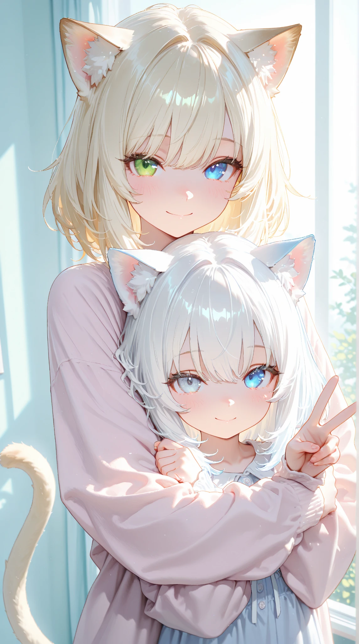 Masterpiece, fine face, cat ear girl, movie lighting, warm lighting. Delicate skin texture