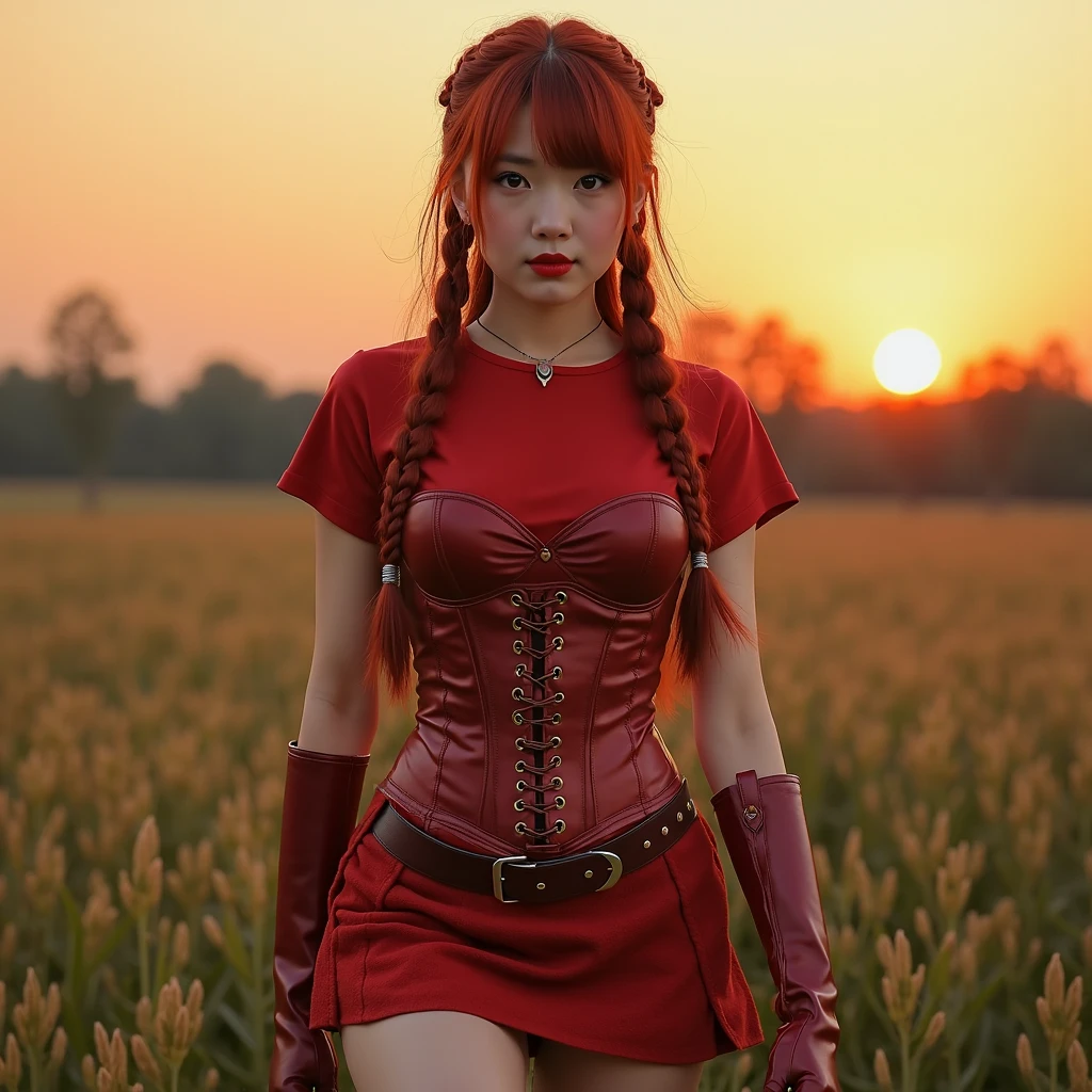 ((ROW фото )), ((high quality)), ((Photorealism)), masterpiece, Clarity, detailing, high sharpness, sexy girl along the great wall of china with her friends, backpack, sportswear, Evening, big green eyes, (( Red hair )) , freckles, small parts, small breasts, pleasure, Bright studio lighting, smile,
