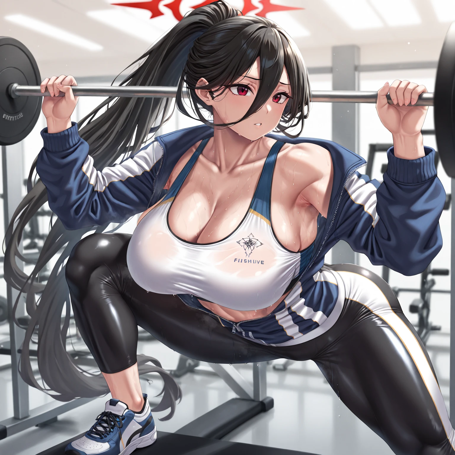 Extremely angry tomboy girl ,super attractive and strong personality black coat outfit and black and white hair,athletic body