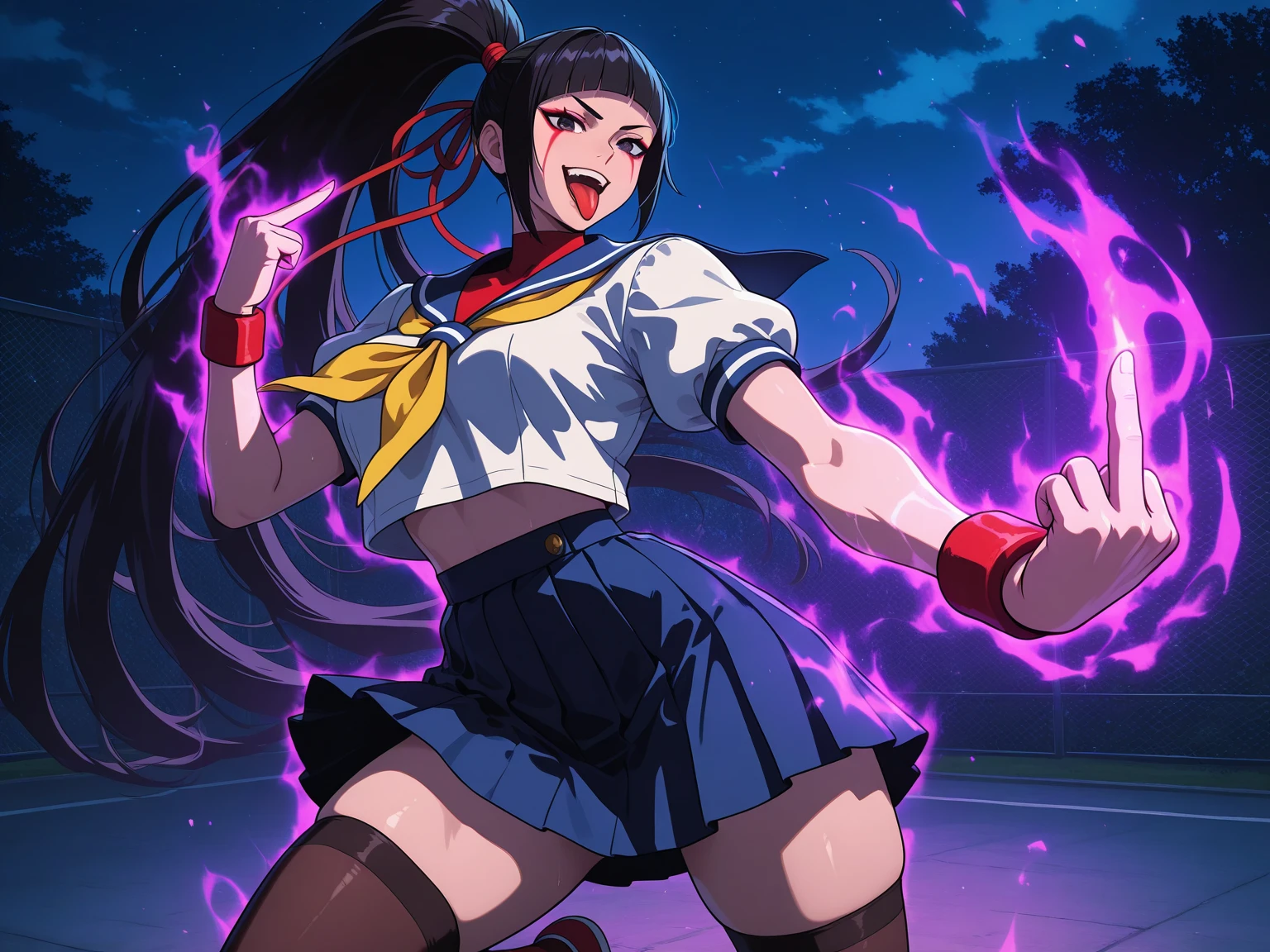 (Very delicate and beautiful:1.2)super model,,Beautiful breasts,voluptuous,【bike shorts】,,【3girls】,,Highest quality, High resolution, 8k,mini skirt,uniform,knife,Blue Flame.magic circle.