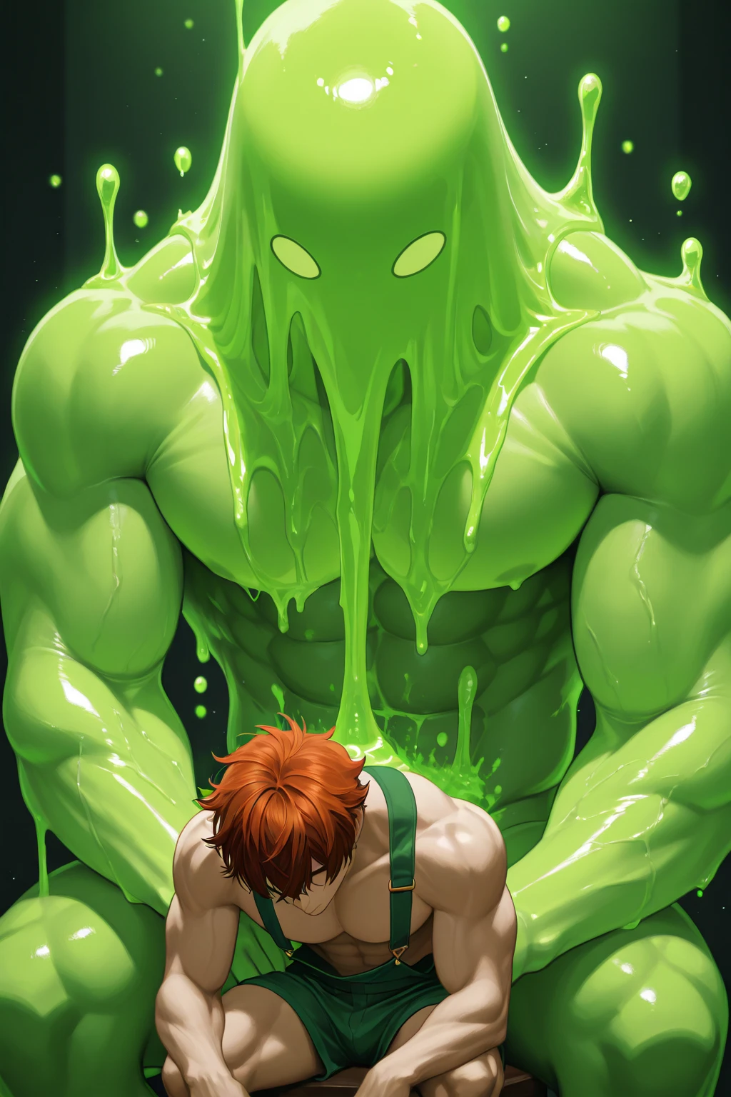 one male dragon、crocodile-like face、crocodile-like body、yellow-green scales、Scales all over the body、dense scales、pubic hair、 hair、Navel hair、many big horns、Dark-blue eyes、Huge 、a screaming expression、dark laboratory background、chair tied pose、tied up with chains、elbows on the floor、Angle from below、Completely 、A large amount of blue-purple tentacles、Body wet with a large amount of milk,hot body hot belly. Show bear your huge . I wanna cook you  Drencheds . I sucked you big  Drencheds . I want to hug your big belly. Show you  Drencheds . Please show me your huge  Drencheds  🍆 