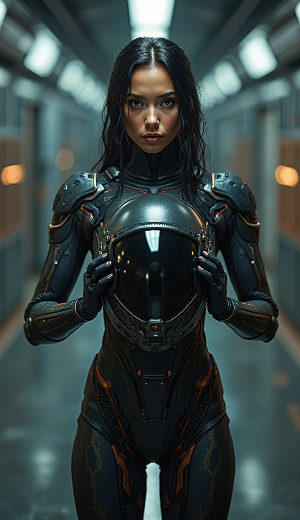 A girl wearing a x- suit.