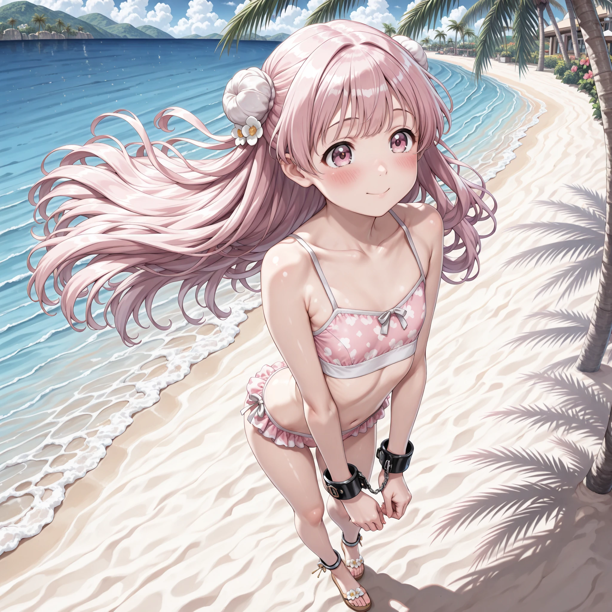 masterpiece, Highest quality, High resolution, Very detailed,(((Kaho Komiya))), (((White Lingerie))), (((smile))), Beach at night, Carrying a red backpack。