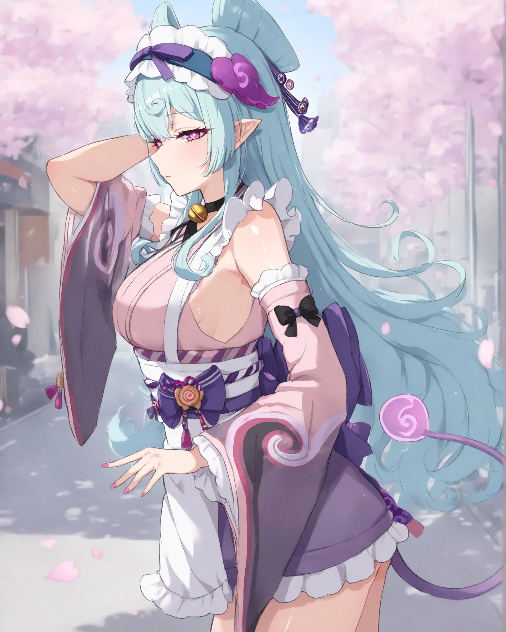 Anime character with pink hair and red chinese hanfu, Popular topics on artstation pixiv, zero art, Produced by Anime Painter Studio, guweiz style artwork, Beautiful anime portrait, Detailed anime character art, Clean and detailed anime art,Three Kingdoms style,Three Kingdoms Unparalleled Style,Smile,Dressed in ancient Chinese costumes,ponytail,Behind the ancient town in the snowy mountains,Sonison,Open-chest outfit,Topless top,open chest,big ,Good shape,extremely delicate and beautiful, Amazing cleavage, Detailed pubic hair, (8K Ultra HD, masterpiece, best quality, high quality, Huang Li, Super detailed,Detailed background,