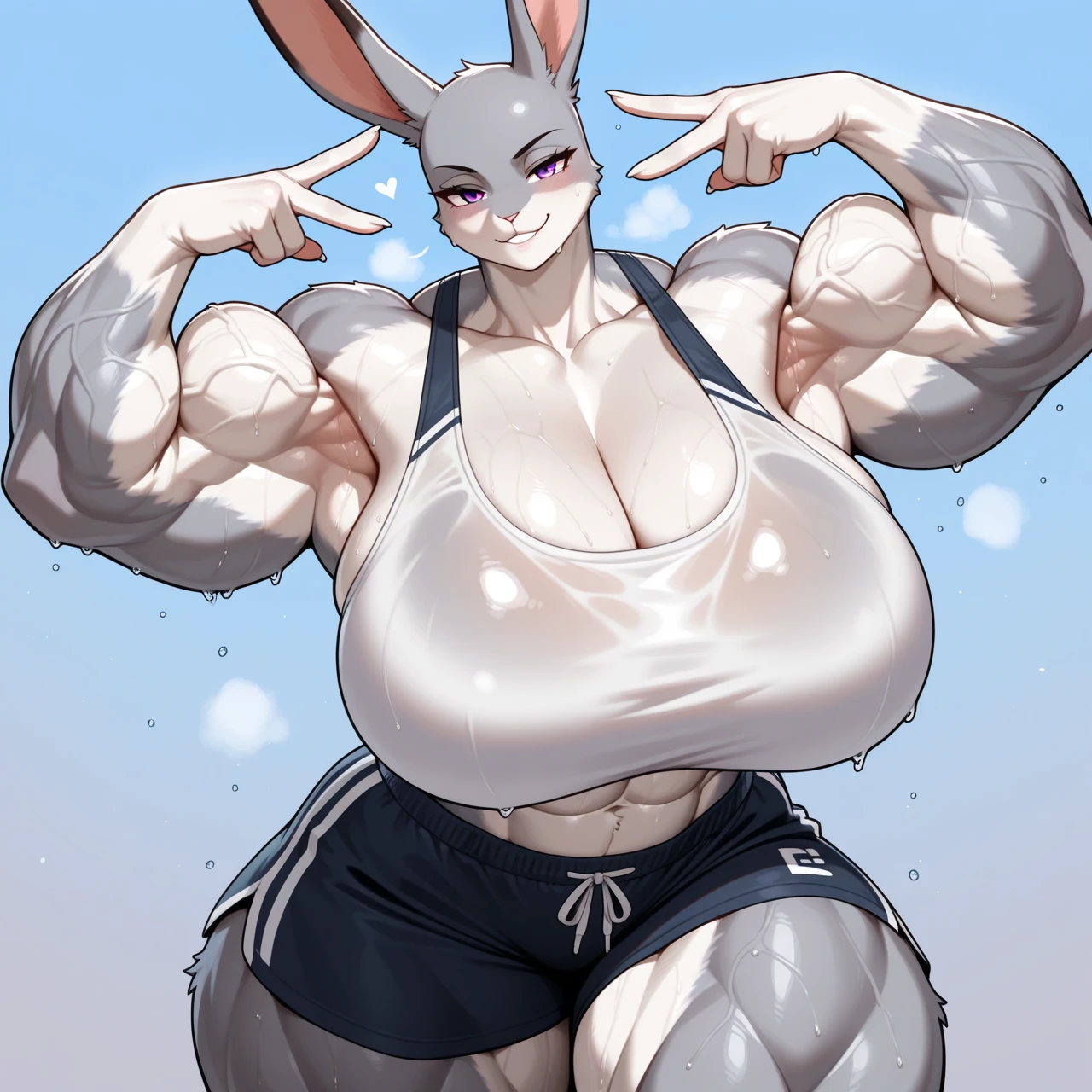 score_9,score_8_up,score_7_up, young judy hopps,zootopia, thick legs, thick paws,thin hips,thick thighs,beach,realistic fur,,seductive look,fluffy fur,Realistic eyes,Realistic Details,Masterpiece, 18k, high-definition resolution,paws pose,showing the crotch to the viewer, seductive eyes,outdoor,standing,swimsuit, outdoor cafe, detailed background, clothed,heavy hyper overfilled huge keep_inflating_Extrem_like a blimp hyper butt, hyper breast, hyper hips hyper pump up Massive muscles bursting with muscles inflating, heavy muscles extremely swollen muscular body which are getting bigger and bigger, bursting breast_implant which are getting bigger and bigger, the skin is stretched to the point of tearing and about to burst