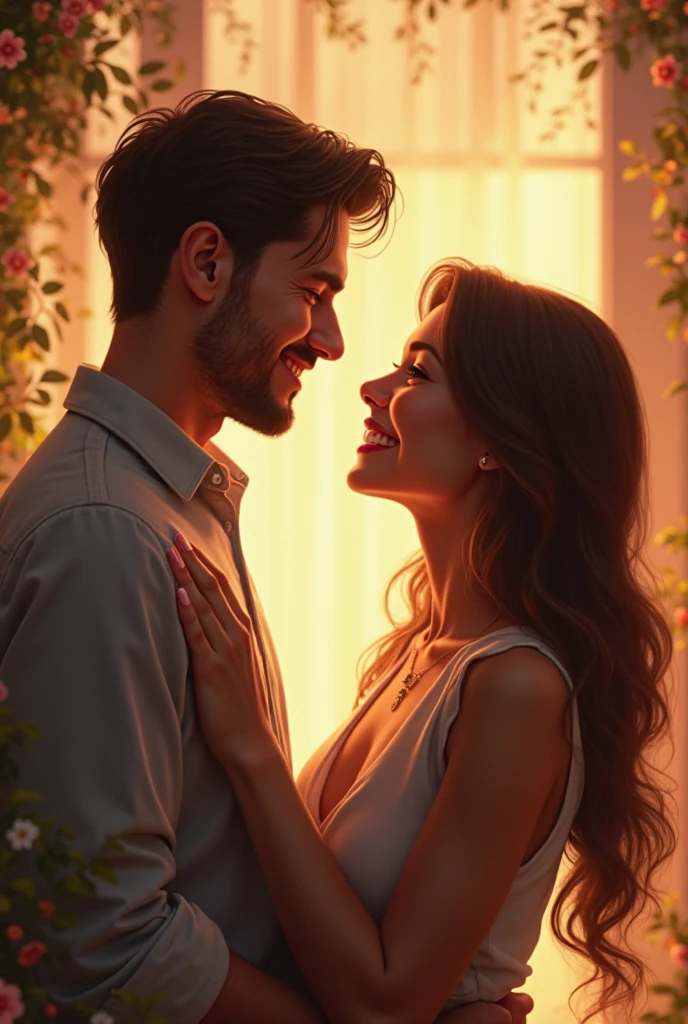 A georgous married couple at their home, pixar style, masterpiece, high-aesthetic, portrait, realistic 