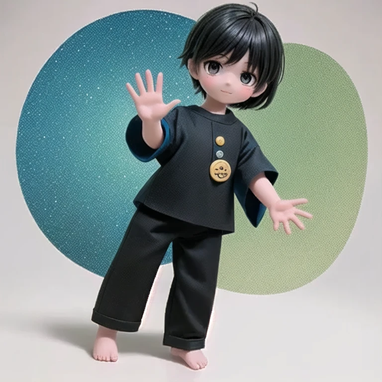 Japanese boy Toya todoroki style, de roupa preta, cabelo preto liso, pelo realista, adulto.