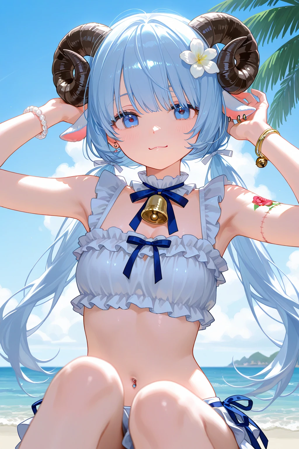 Masterpiece, best quality,2 girl,
bikini, cute pose,smile,gothic
Official style,hololive,houshou marine,usada pekora, beach 
