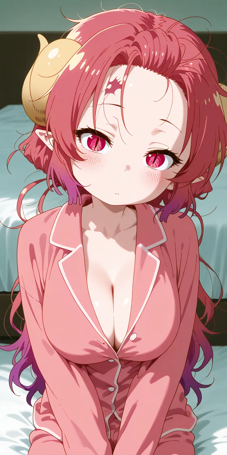 best quality, masterpiece, highres, solo, {nakano_nino_gotoubunnohanayome:1.15}, bangs, pink_hair, blunt_bangs, hair_ornament, butterfly_hair_ornament, ribbon, black_ribbon, blue_eyes, blush, hair_ribbon, twintails, short_hair, 1girl, frown, ((underwear)), bra, panties, medium breasts, (nude)