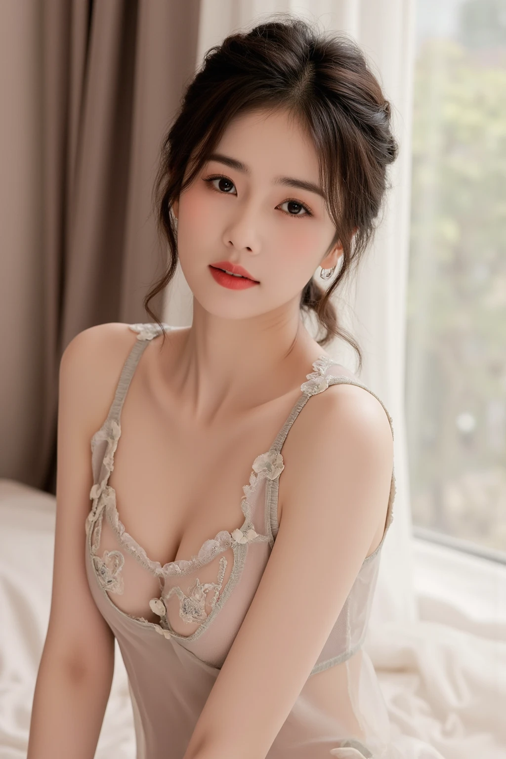 (Highest quality、Tabletop、8k、Best image quality、Award-winning works)、(A beautiful 3 Asian beauty:1.1)、(The proprietress of a luxury inn:1.1)、(Elegant white floral kimono:1.2)、(Kimono that shows the chest:1.3)、(cleavage:1.5)、(Open the chest:1.3)、(small round breasts:1.3)、(Exposing the Cleavage:1.3)、Perfect Asian woman portrait photo、Glowing Skin、Standing Elegantly、(Blurred elegant luxury hotel background:1.3)、(The most natural and perfect tidy luxury inn background:1.2)、(The most moody and romantic:1.2)、(Tyndall effect:1.1)、Great cinema lighting、(The most atmospheric and warm lighting:1.1)、Glowing White Skin、Very white skin、(Accentuate your body lines:1.1)、(The most graceful posture:1.2)、Perfect beautiful glossy lips、(Accurate anatomy:1.1)、(A perfect and elegant outfit:1.1)、(Standing with good posture:1.1)、()、hair bun、Perfect classy makeup、Beautiful glossy lips、Glowing, beautiful, flawless skin、Sexy young beauties、(A seductive smile full of sex appeal:1.1)、(A captivating beauty with a strong sexual appeal:1.1)、(A seductive smile that tempts:1.1)