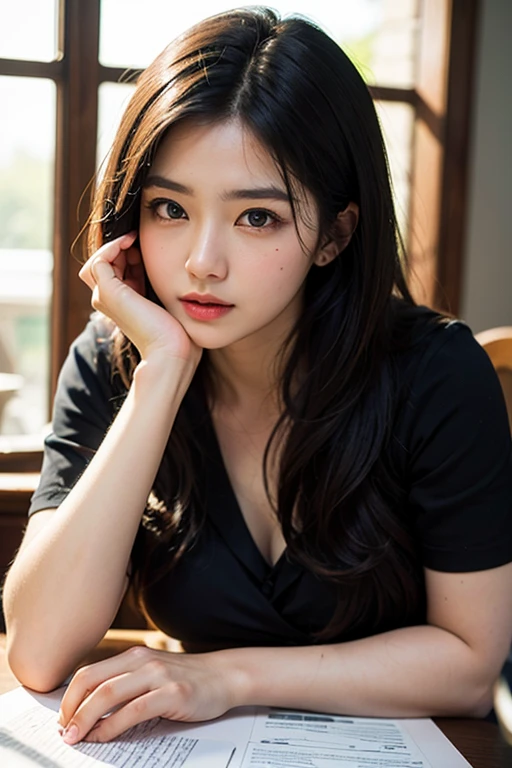 1 girl, (sad:1.4), (Photo Real:1.4), (hyper realisitic:1.4), (Smooth lighting:1.05), 22 years old, Soft lighting, Back lighting, (cheerfulness:1.2), (Finest Real Textured Skins), Narrow-eyed, Super fine face, Gravure Idol Pose, glowy skin, retinas, Anatomically correct, acurate, Super Detail, Textured skin, High quality, high details, Best Quality, High resolution,