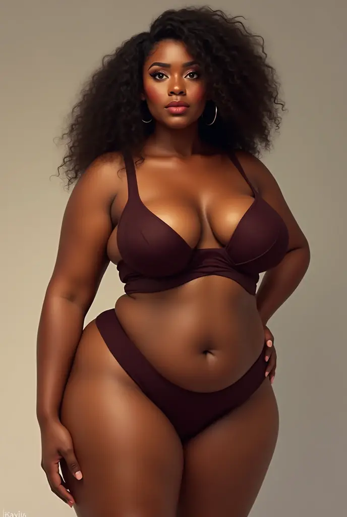 A brunette girl with curly hair and big 46 size of breasts and 284size of figure
Stand by open her arm taking a realistic full photo from head to feet