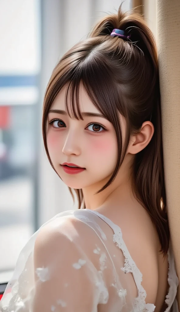 ((Highest quality、8K、masterpiece))、Sharp focus:1.2、(Fox ears))、Cute 14 year old girl with perfect figure:1.4、Slim Abs:1.2、((Dark brown hair))、(whiteいボタン留め)shirt、jeans:1.1)、street:1.2、Highly detailed face and skin texture、Fine grain、double eyelid、Shoulder、Close-up of a woman in a kimono posing for a photo、Japanの女神、Japan人モデル、white、((Small breasts))、Cleavage、、Kimono、Japan、Drawing attractive anime girls。