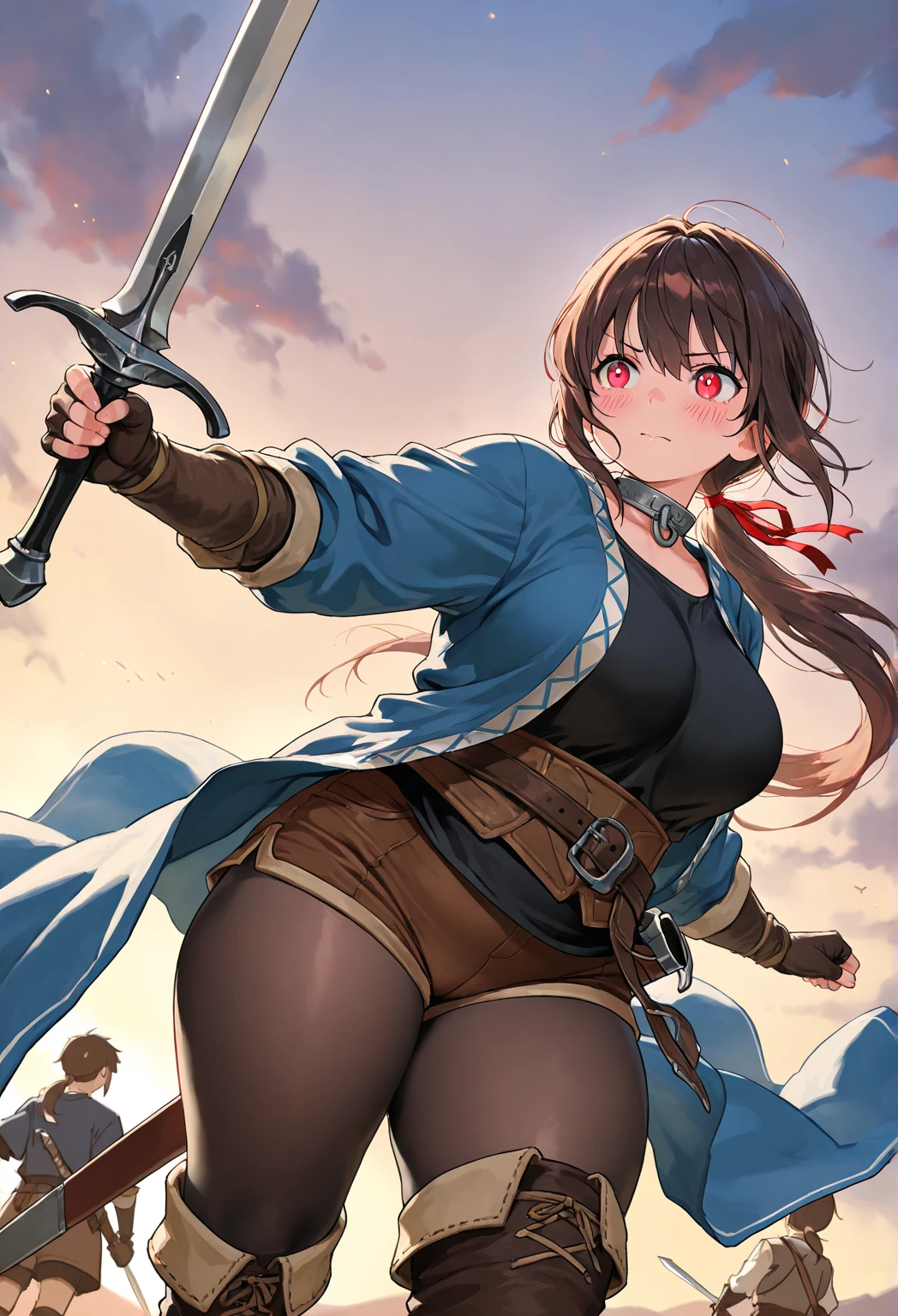 masterpiece, Highest quality, Sophia Estido, Barrette, Pink Shirt, corset, Pencil Skirt, stockings, Knee-high boots, standing, ((Holding a sword in his right hand)), Combat pose、Spread your legs、Bend both knees slightly、Quiz Formula, Looking at the audience, rocky coast, big, null, (Squat:1.5)、(Spread your legs:1.5)、((Showing white panties))、Good lift、Showing off a white bra、Troubled face、climax、Excited、close your eyes、Open your mouth、ahegao、Sword Drawing Technique, Battoujutsu、Red cheeks、Shirt lift、Place your heels on the ground