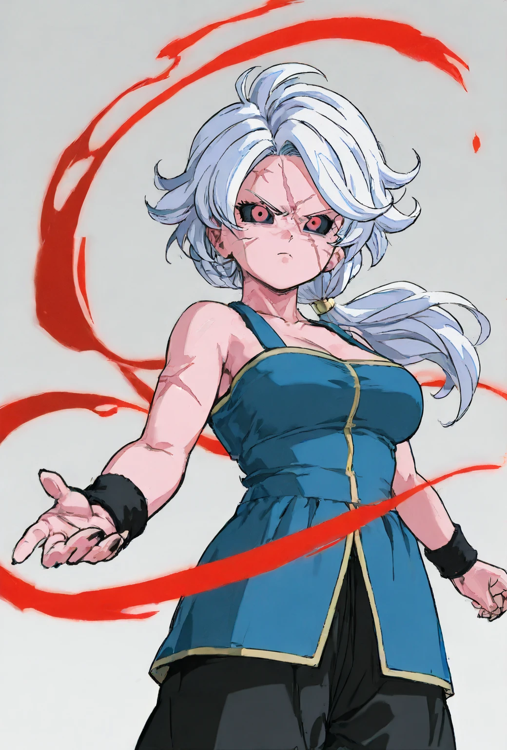 Nome: Kira Race: Saiyan Physical Description: Kira is a Saiyan of average height, com cabelos longos e espetados, characteristics of your breed. The color of your hair is deep black, complementando seus olhos intensamente negros. His skin has a slightly lighter skin tone compared to other Saiyans., giving him a unique presence among his people. His body is athletic and sculpted by intense martial arts practice., highlighting your strength and agility. Vestimenta: Kira veste uma armadura de combate saiyajin personalizada, misturando tons de azul e branco. Armor is designed to provide protection without compromising freedom of movement, reflecting the balance between strength and agility that she values. Ademais, she wears combat gloves and reinforced boots, todas adaptadas para resistir aos rigores das batalhas intensas. Personalidade: Determinada e destemida, Kira is a Saiyan who loves challenges and always seeks to overcome her own limits.. Your competitive attitude is balanced by a strong sense of justice, making her a fierce defender of those who cannot defend themselves. Embora inicialmente possa parecer reservada, Kira also has a compassionate side, especially towards your closest friends and allies.