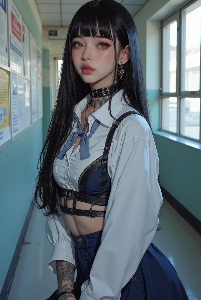 masterpiece, best quality, official art, extremely detailed CG unity 8k wallpaper, highly detailed, absurdres, 8k resolution, Panorama, full body, exquisite facial features, prefect face, shiny skin, goddess, solo, ((((teacher)))), (((heart-shaped pupils))), (blush), ((hubrael)), (nervous), ((smug)), ((thinking)), ((raised eyebrow)), (frown), long hair, (((rainbow-like hair))), ((crossed bang)), (((high ponytail))), (single side bun), (((heart hair ornament))), (((choker))), (((bussiness suit))), ((transparent clothes)), ((black leggings)), (((short shorts))), (wet clothes), (((skirt lift))), ((holding book)), ((hugging own legs)), (sitting), (((standing))), ((crucifixion)), (((indoor))), ((((classroom)))), ((magazine scan)), (((album cover))), (((4koma))), ((((art nouveau)))), macro lens, (((gyaru))), (((ojousama))), ((agent)), ((actress)), (((mini crown))), (((see-through jacket))), (((T-shirt))), ((((sailor shirt)))), (((white shirt))), ((((ASCII art)))), (((Tyndall effect)))