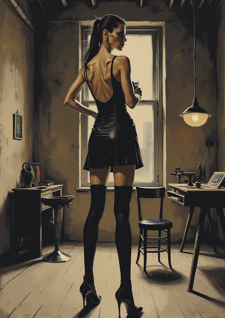 nude, nsfw, drawing, art, Vernee Watson-Johnson mixed with Tiffany Lynn Rowe mixed with Lisa Sheridan, woman, brown haired, braided hair, Goth, Farmer, sexy business suit, medium slate blue, patina, Eyelet, movie still, Crime Genre, sad, drunk, <lora:Banksy Style:1.0>, wall painting by banksy, spray paint, discouraged, hands on feet,, eyes closed, curled up,, rear  view, dry ,