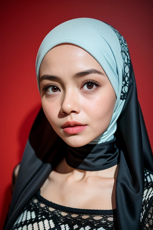 colorful Red strawberry pattern Bra and underware, cyberpunk, as like face child girl, (((pink hijabi))), Red lips, visible cleavage, Shooting from below, reflection light, chiaroscuro, depth of field, cinematic lighting, ray tracing, Sony FE GM, UHD, super detail, masterpiece, textured skin, high details, best quality, award winning，3D,hdr（HighDynamicRange）,Ray tracing,NVIDIA RTX,Hyper-Resolution,Unreal 5,Subsurface scattering、PBR Texture、post-proces、Anisotropy Filtering、depth of fieldaximum definition and sharpnesany-Layer Textures、Albedo e mapas Speculares、Surface coloring、Accurate simulation octane rendering of light-material interactions、Two-colored light、largeaperture、Low ISO、White balance、the rule of thirds、8K raw data