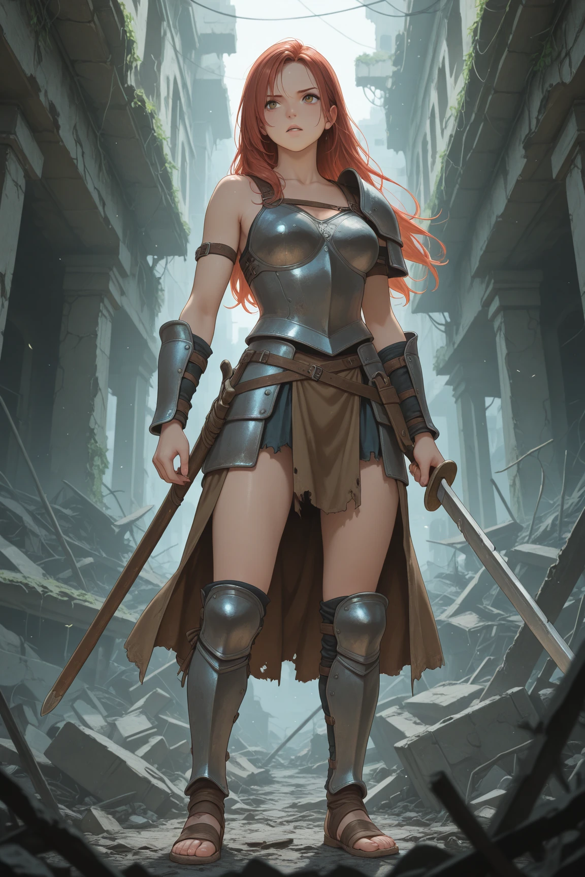 Boudica, Full body, barbara armor, hyper-realistic, work-cousin, 4k, Dark fantasy --auto --s2