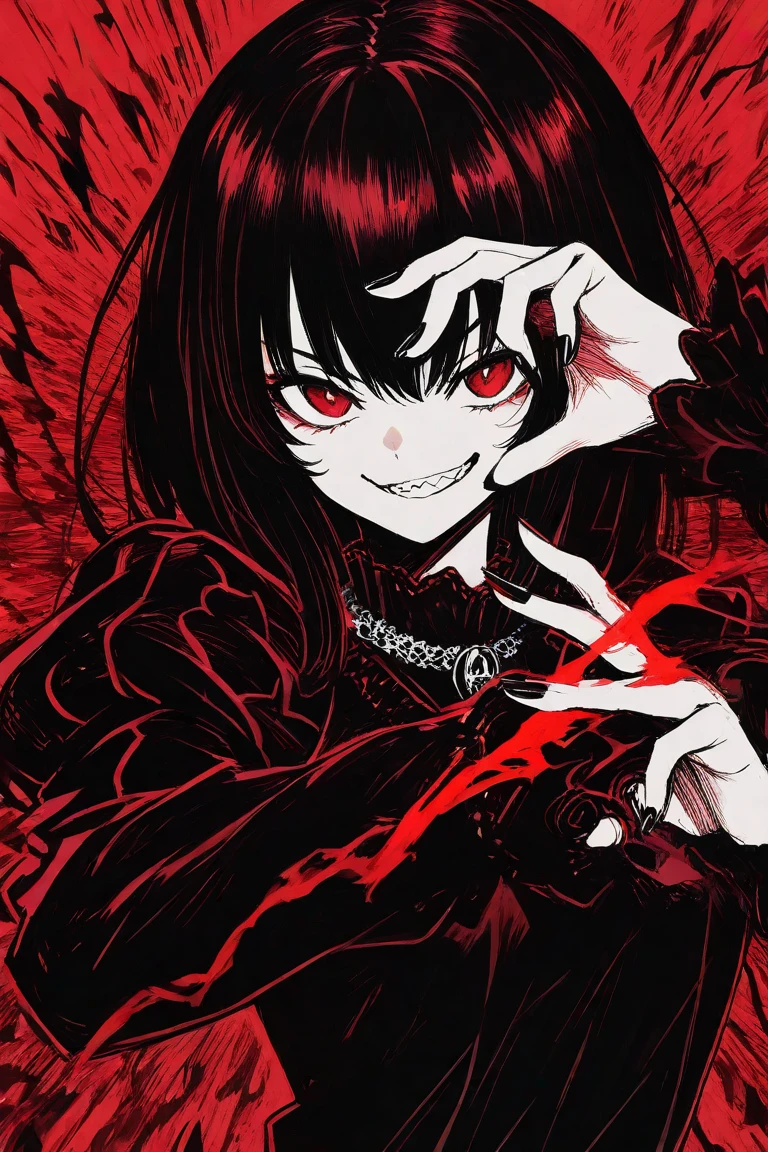 1girl, black hair, (red eye) ,red rose, Red bow,  black noble dress ,pale skin,
(high resolution, high detail, best quality), mysterious, elegant