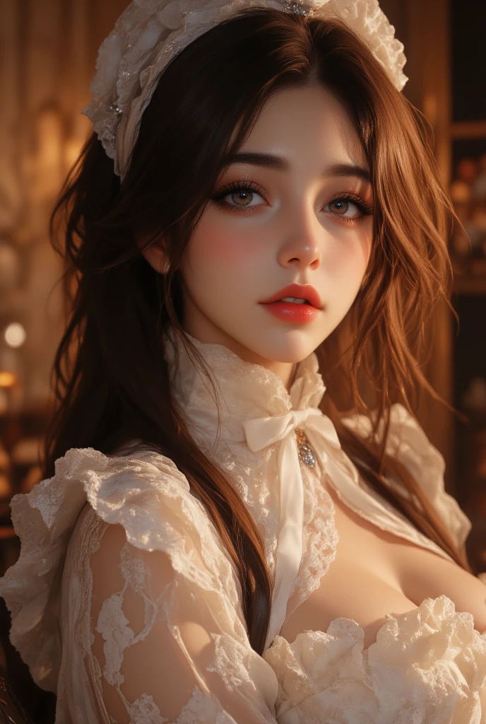 pale skin muscular goth brunette 13 year old girl huge breasts in the style of Anthony van Dyck