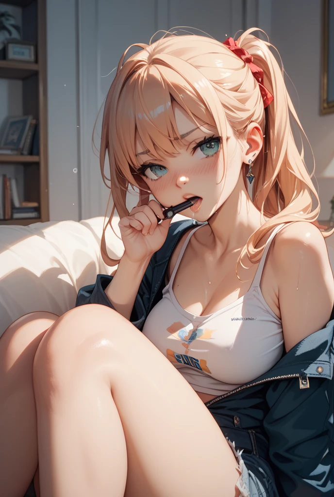 highest quality、4K quality、Beautiful cleavage、Beautiful Style、tall、Small breasts、Bare buttocks、Small Ass、Shy face、20 year old blonde princess、Bare shoulders、My skirt is blown up by the wind、ultra detail eye,Shooting from behind、Off-the-shoulder gorgeous dresses、Sticking out tongue and licking popsicle、realistic tongue、Holding a popsicle in one&#39;s army whole body is wet、Small face、Soft skin quality