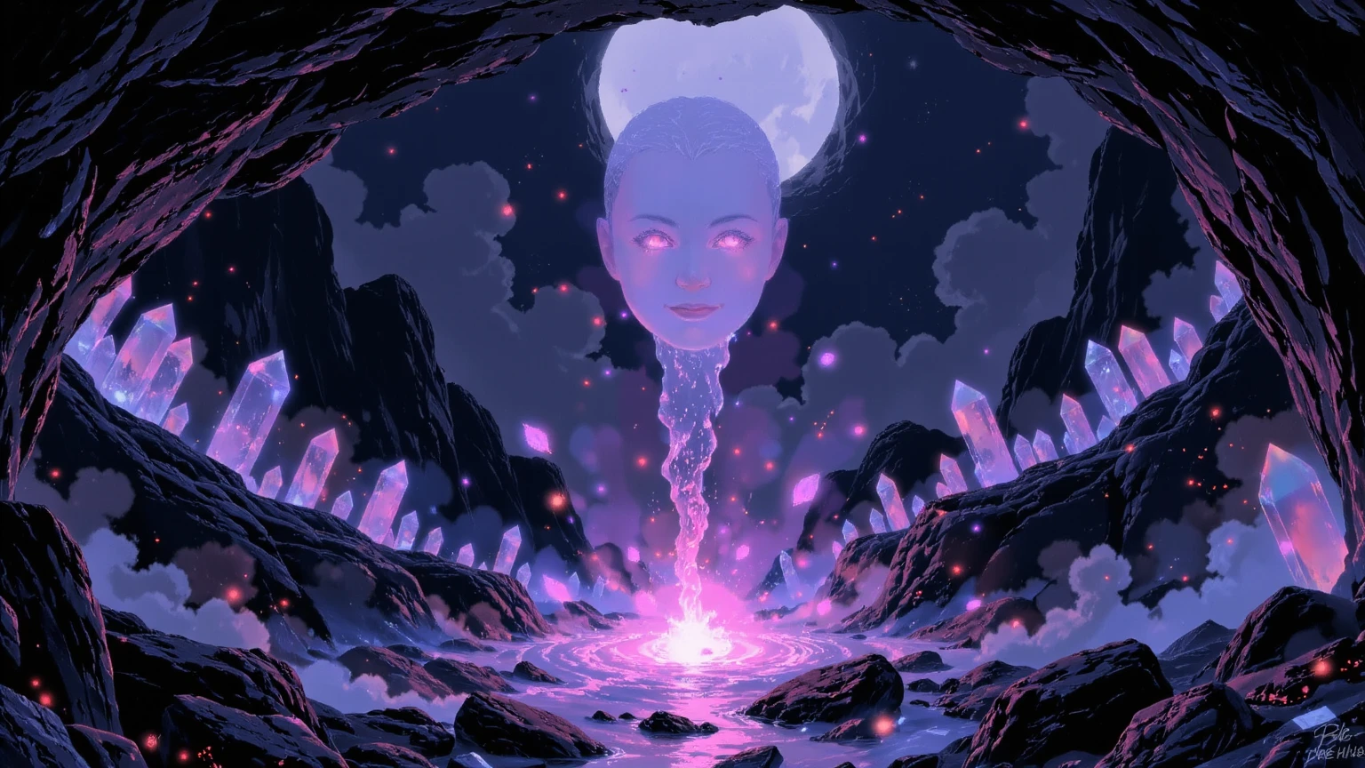 Nightmares in Amaranth deep purple aesthetic art style